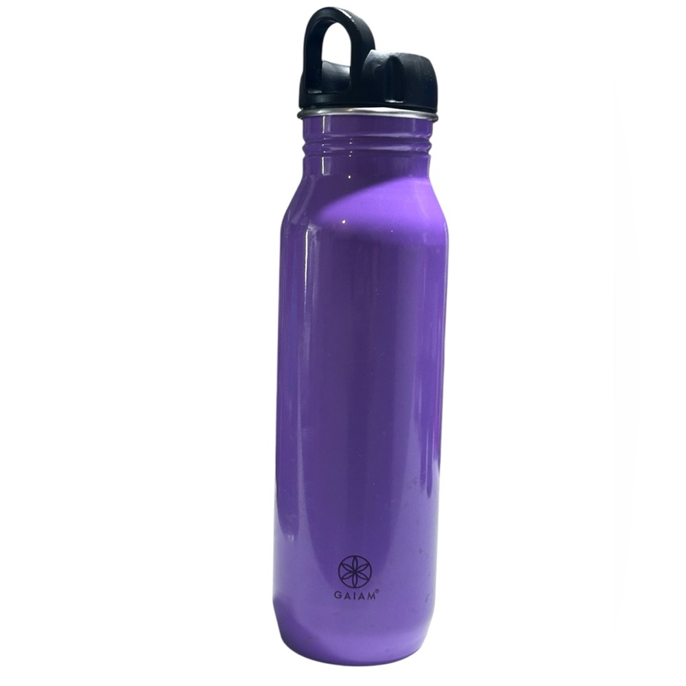 Gaiam bright purple metal water bottle
